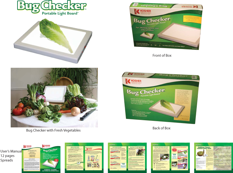 Bug CheckerXL designs: product photography, box design, instruction manual