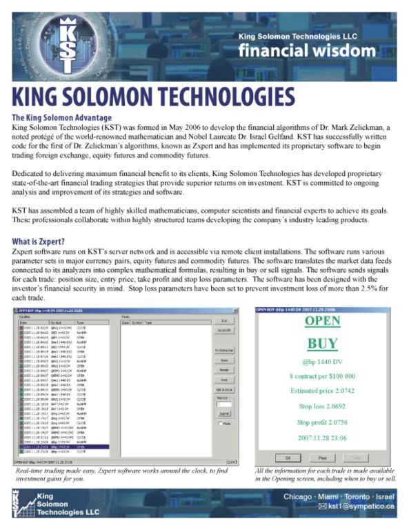 King Solomon Technologies promotional brochure design