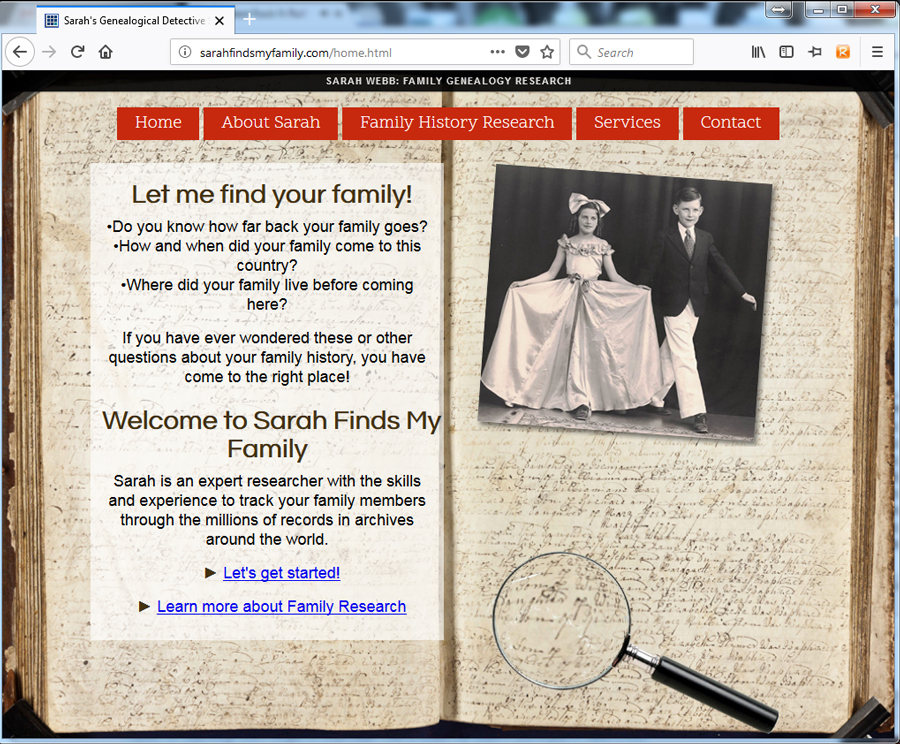 Looking for family history information? Visit: www.sarahfindsmyfamily.com